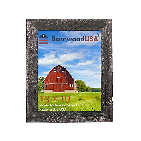 Barnwood USA 13 in. x 19 in. Rustic Farmhouse Standard Series Reclaimed Wood Picture Frame, Smoky Black