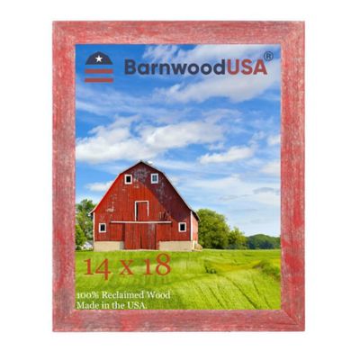 Barnwood USA 14 in. x 18 in. Rustic Farmhouse Standard Series Reclaimed Wood Picture Frame, Rustic Red