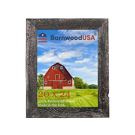 Barnwood USA 20 in. x 24 in. Rustic Farmhouse Standard Series Reclaimed Wood Picture Frame, Smoky Black
