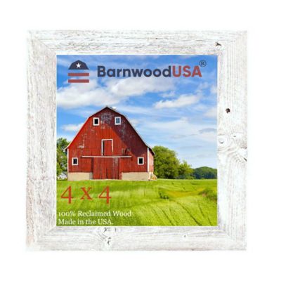 Barnwood USA 4 in. x 4 in. Rustic Farmhouse Standard Series Reclaimed Wood Picture Frame, White Wash