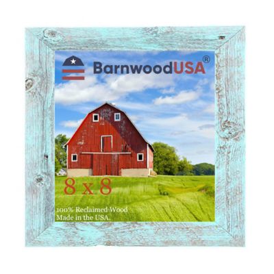 Barnwood USA 8 in. x 8 in. Rustic Farmhouse Standard Series Reclaimed Wood Picture Frame, Robins Egg Blue