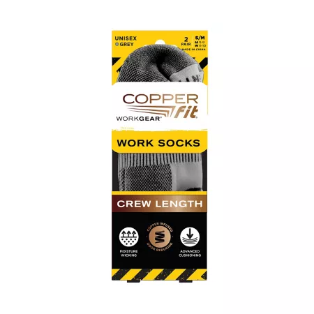 Copper Fit Unisex Adult Work Socks 2 Pairs Men's Crew Socks