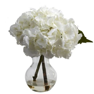 Image showing  13 in. Faux Blooming Hydrangeas in Vase