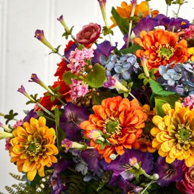 Image showing  24 in. Artificial Giant Mixed Floral Arrangement in Blue Vase