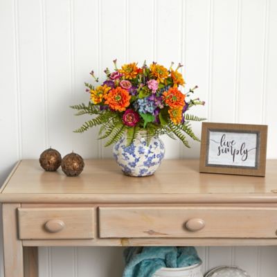 Image showing  15 in. Artificial Mixed Floral Arrangement in Floral Vase