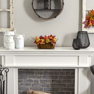 Image showing  Artificial Pumpkin Arrangement with Pumpkins, Gourds, Berries and Maple Leaves, 9 in.