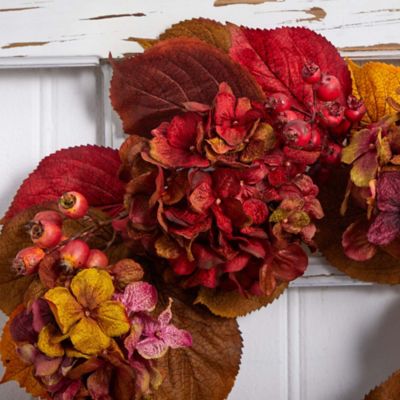 Image showing  24 in. Artificial Fall Hydrangea Wreath