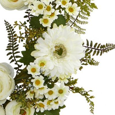 Image showing  24 in. Artificial Mixed Daisies and Ranunculus Wreath