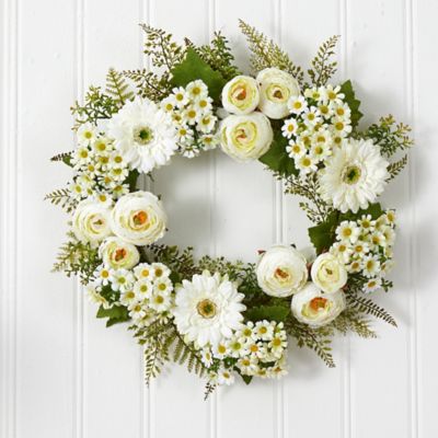 Image showing  24 in. Artificial Mixed Daisies and Ranunculus Wreath