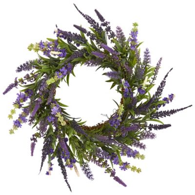 Nearly Natural 18 in. Lavender Artificial Wreath