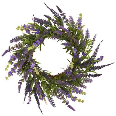 Nearly Natural 18 in. Artificial Lavender Wreath