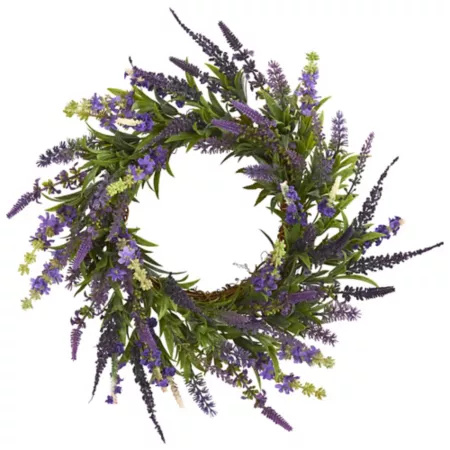 Nearly Natural 18" Artificial Lavender Wreath Artificial Plants & Flowers