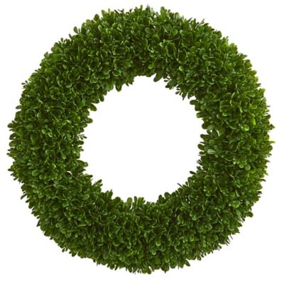 Nearly Natural 19.5 in. Indoor/Outdoor UV-Resistant Tea Leaf Artificial Wreath