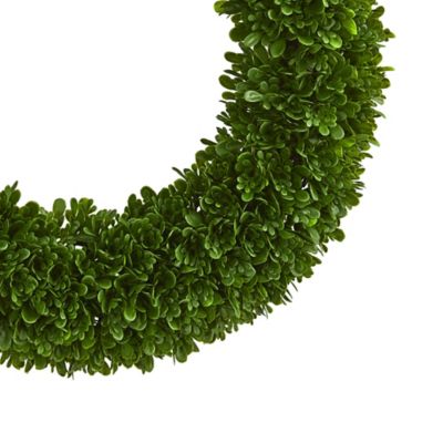 Image showing  19.5 in. Artificial Indoor/Outdoor UV-Resistant Tea Leaf Wreath