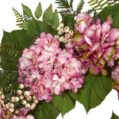 Image showing  24 in. Artificial Pink Hydrangea Berry Wreath