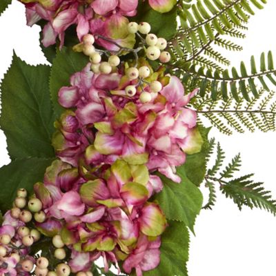 Image showing  24 in. Artificial Pink Hydrangea Berry Wreath