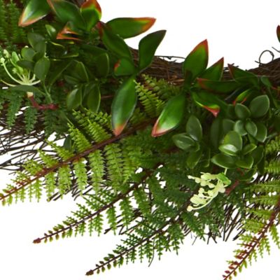 Image showing  23 in. Artificial Indoor/Outdoor UV-Resistant Assorted Fern Wreath