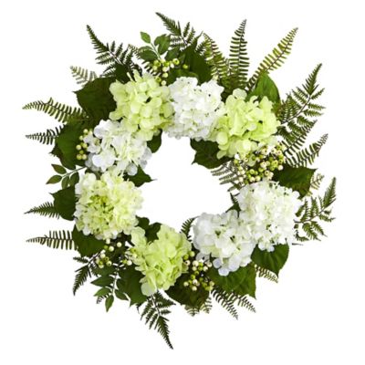 Nearly Natural 24 in. Hydrangea Berry Wreath