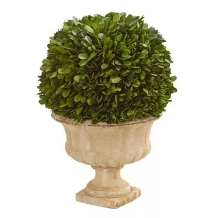 Nearly Natural 12 in Boxwood topiary plant preserved in a decorative urn Artificial Plants & Flowers