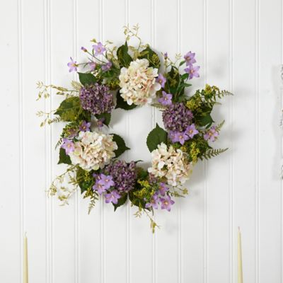 Image showing  24 in. Artificial Hydrangea and Berry Wreath