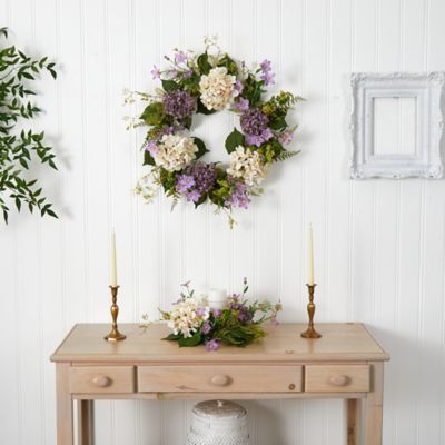 Image showing  24 in. Artificial Hydrangea and Berry Wreath
