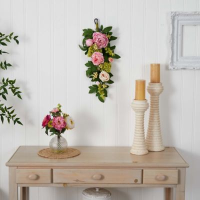 Image showing  24 in. Artificial Mixed Peony and Hydrangea Teardrop