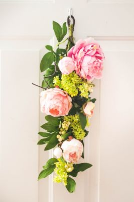 Image showing  24 in. Artificial Mixed Peony and Hydrangea Teardrop