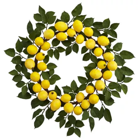 Almost Natural 24" Artificial Lemon Wreath Artificial Plants & Flowers