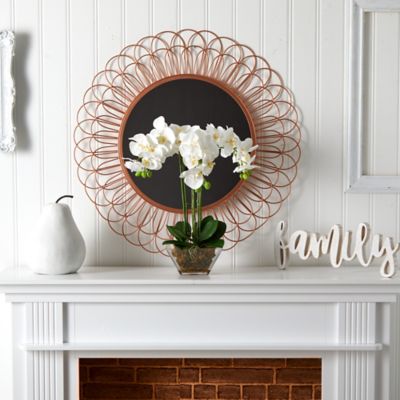 Image showing  22 in. Faux Triple Phalaenopsis Orchid Arrangement in Glass Vase