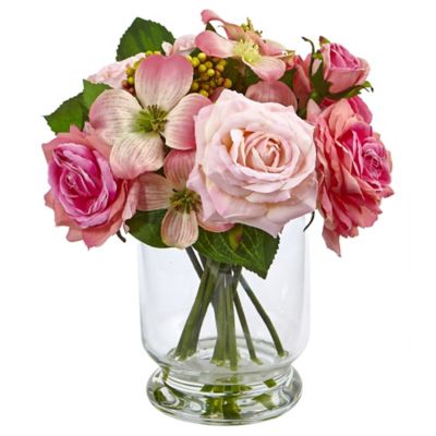 Image showing  10 in. Rose and Berry Faux Arrangement