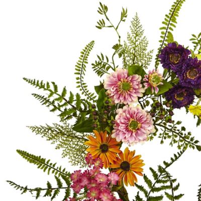 Image showing  22 in. Faux Mixed Flower Wreath