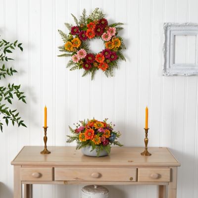 Image showing  20 in. Artificial Mixed Flower Wreath