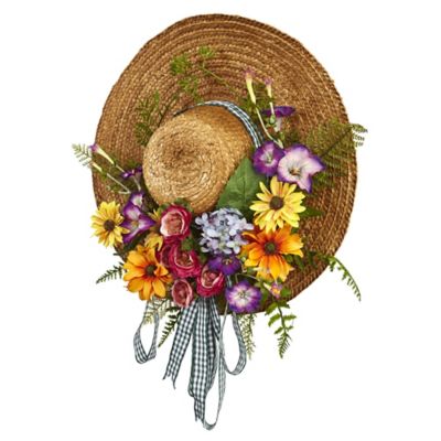 Image showing  18 in. Artificial Mixed Flower Hat Wreath