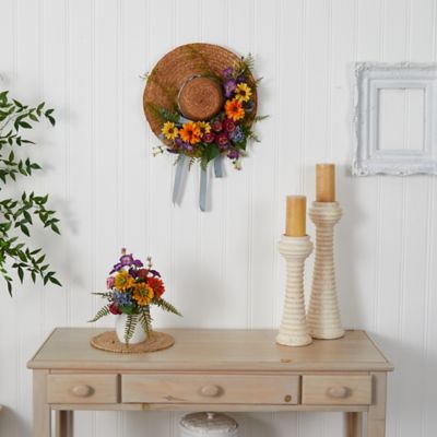 Image showing  18 in. Artificial Mixed Flower Hat Wreath