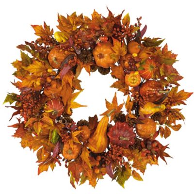 Nearly Natural 28 in. Harvest Faux Wreath