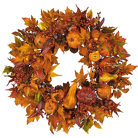 Nearly Natural 28 in. Harvest Faux Wreath