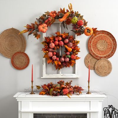 Image showing  28 in. Harvest Faux Wreath