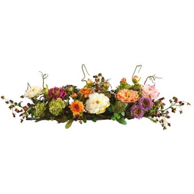 Nearly Natural 3 ft. Faux Mixed Peony Silk Flower Centerpiece