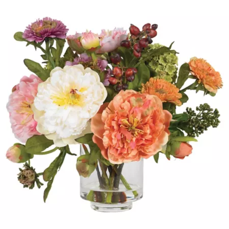 Arrangement of almost natural faux peonies with silk flowers Artificial Plants & Flowers