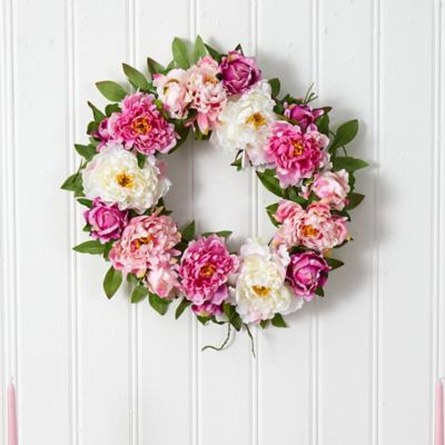 Image showing  22 in. Artificial Peony Wreath