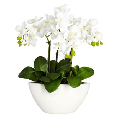 Nearly Natural Faux Phalaenopsis Silk Flower Arrangement