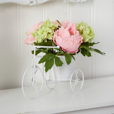 Image showing  Faux Peony and Hydrangea Arrangement with Tricycle Silk Flowers