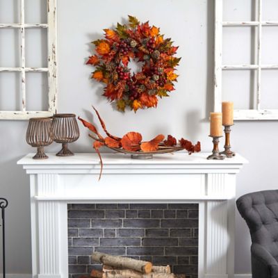Image showing  24 in. Artificial Maple and Berry Wreath