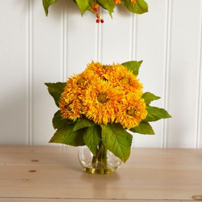 Image showing  12 in. Artificial Golden Sunflower Arrangement
