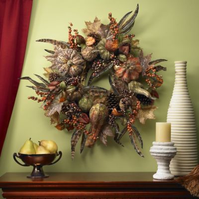 Image showing  28 in. Autumn Artificial Pumpkin Wreath