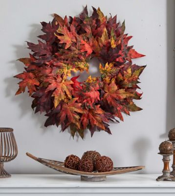 Image showing  30 in. Artificial Maple Leaf Wreath
