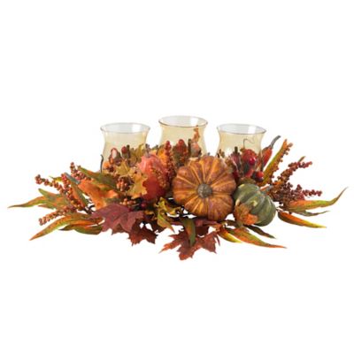 Nearly Natural 6 in. Harvest Triple Candelabrum