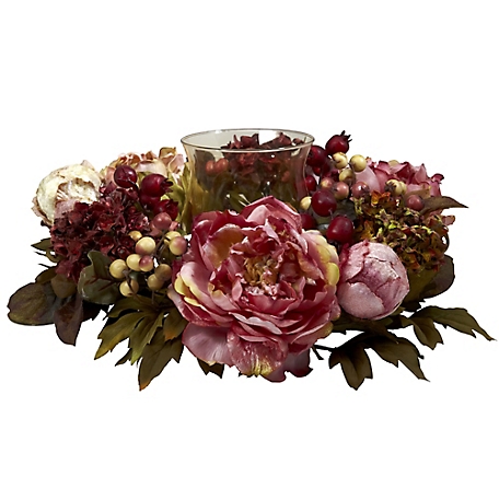 Nearly Natural 6.5 in. Peony Hydrangea Candelabrum