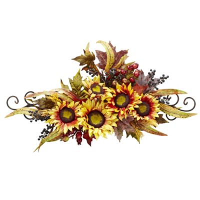 Nearly Natural Artificial Sunflower Swag with Metal Frame