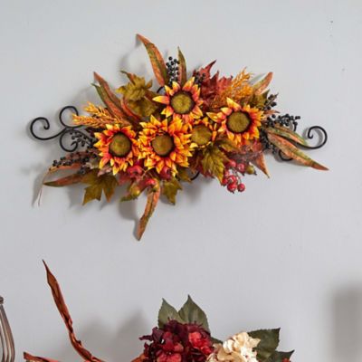 Image showing  Artificial Sunflower Swag with Metal Frame